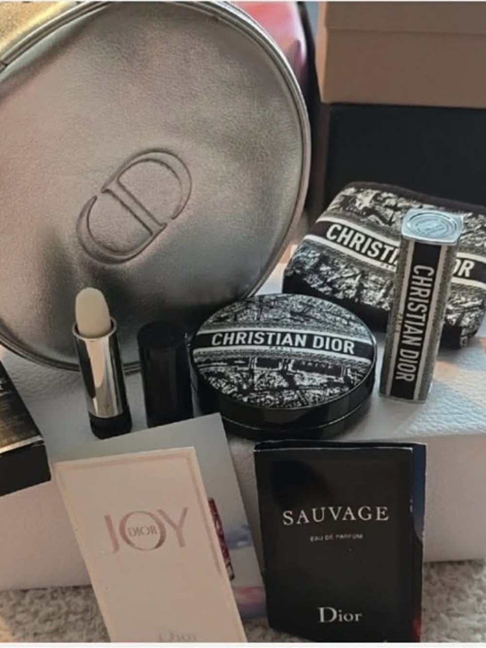 Authentic Dior Rouge Dior Refill Balm in Black & Silver box